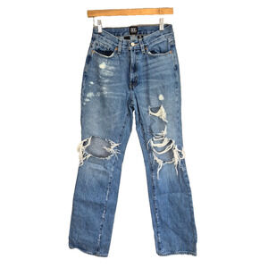BDG Jeans Womens 26 Bootcut Mid Rise Baggy Distressed Ripped Relaxed 90’s READ